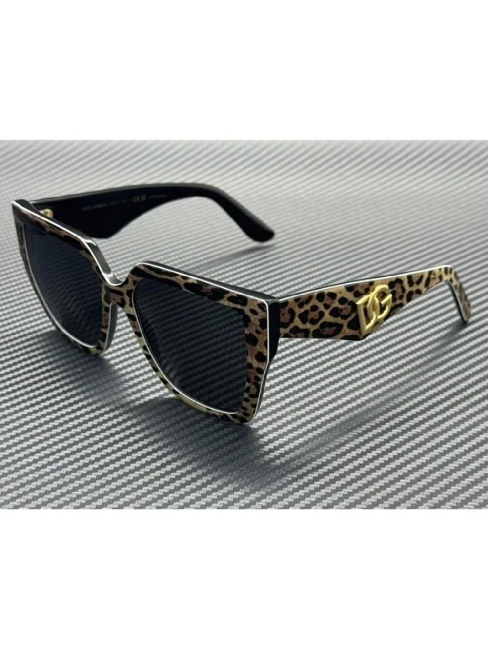 New Dolce & Gabbana Women Leo Brown on Black Sunglasses 55-17-145